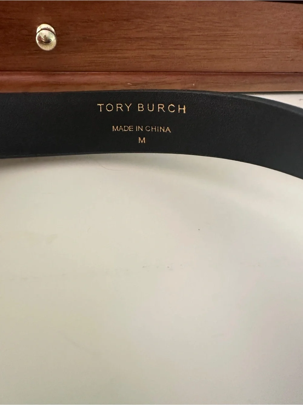 Tory Burch Black Leather Belt with Gold Double-T Buckle New